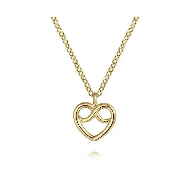 Gabriel & Co Gold Infinity Heart Design Pendant Victoria Jewellers REGINA, SK