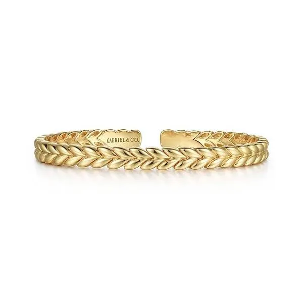 Gabriel & Co 14Kt Gold Leaf Cuff Bangle Victoria Jewellers REGINA, SK