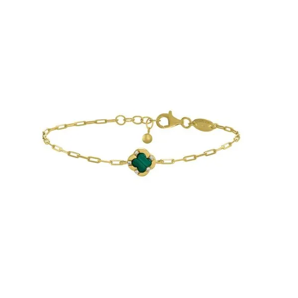 Charles Garnier Gold Plated Malachite Clover Bracelet Victoria Jewellers REGINA, SK