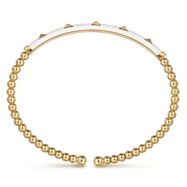 18Kt Gold Bangle with White Enamel Image 2 Victoria Jewellers REGINA, SK