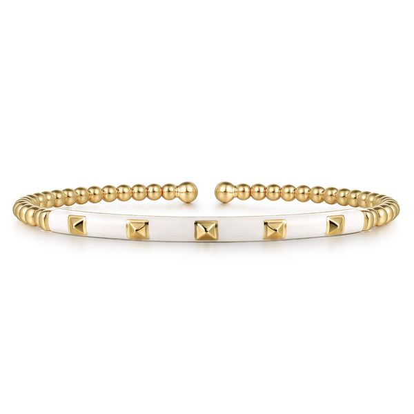 18Kt Gold Bangle with White Enamel Image 3 Victoria Jewellers REGINA, SK