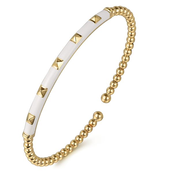 18Kt Gold Bangle with White Enamel Victoria Jewellers REGINA, SK