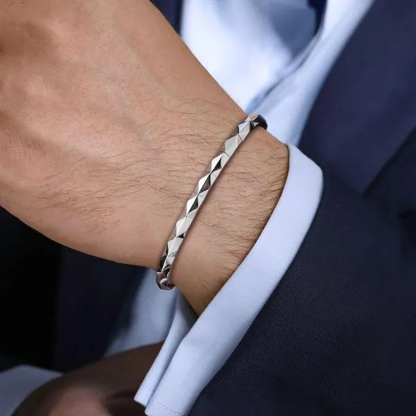 Men's Silver Bangle Bracelet Image 3 Victoria Jewellers REGINA, SK