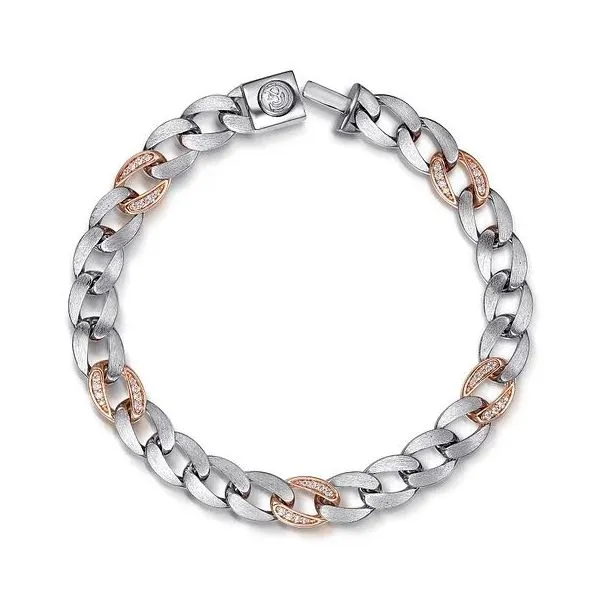 Gabriel & Co Sterling Silver and 14Kt Rose Gold Diamond Bracelet Victoria Jewellers REGINA, SK