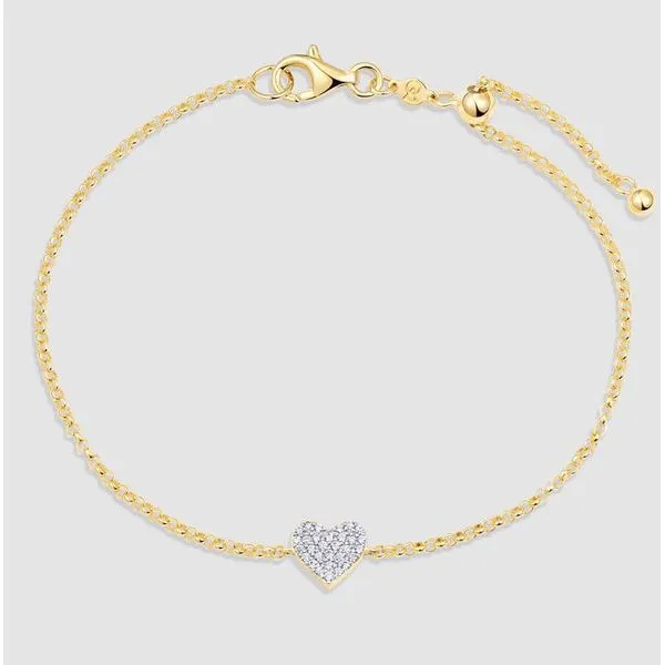 Gold Plated Sterling Silver Heart Lab Grown Diamond Bracelet Victoria Jewellers REGINA, SK