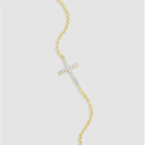 Gold Plated Sterling Silver Cross Lab Grown Diamond Bracelet Image 2 Victoria Jewellers REGINA, SK