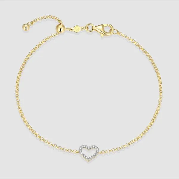 Gold Plated Sterling Silver Heart Lab Grown Diamond Bracelet Victoria Jewellers REGINA, SK