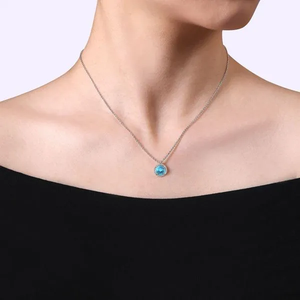 Gabriel & Co Swiss Blue Topaz Pendant Image 2 Victoria Jewellers REGINA, SK
