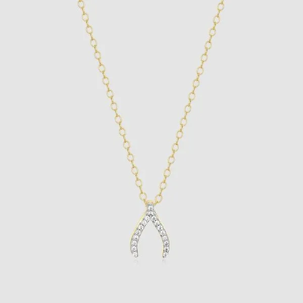 Gold Plated Sterling Silver Wishbone Lab Grown Diamond Pendant Victoria Jewellers REGINA, SK