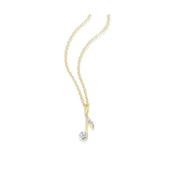 Gold Plated Sterling Silver Music Note Lab Grown Diamond Pendant Image 2 Victoria Jewellers REGINA, SK