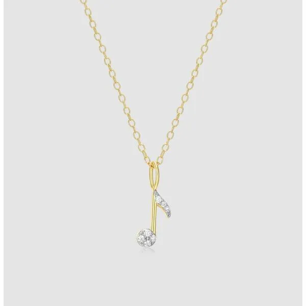 Gold Plated Sterling Silver Music Note Lab Grown Diamond Pendant Victoria Jewellers REGINA, SK