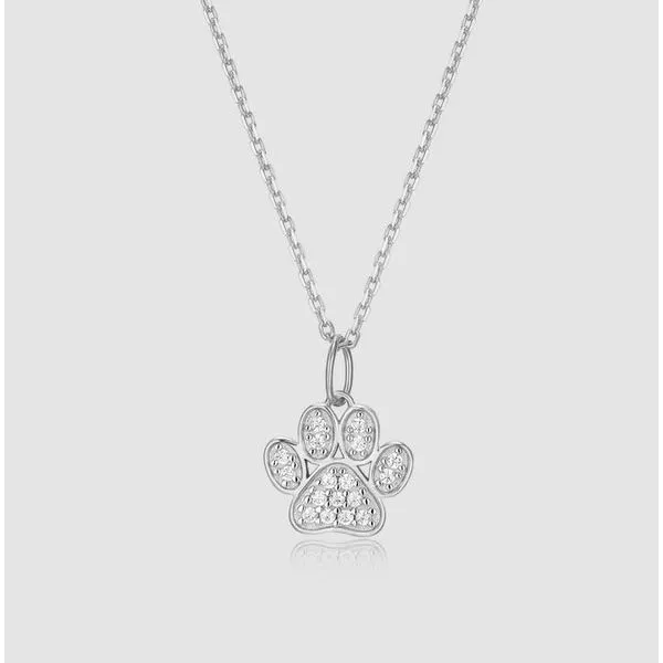 Sterling Silver Paw Print Lab Grown Diamond Pendant Victoria Jewellers REGINA, SK