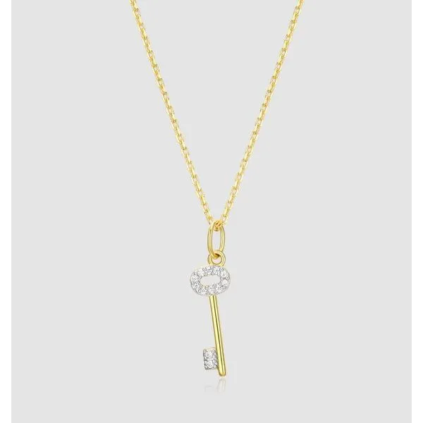 Gold Plated Sterling Silver Lab Grown Diamond Key Shape Pendant Victoria Jewellers REGINA, SK