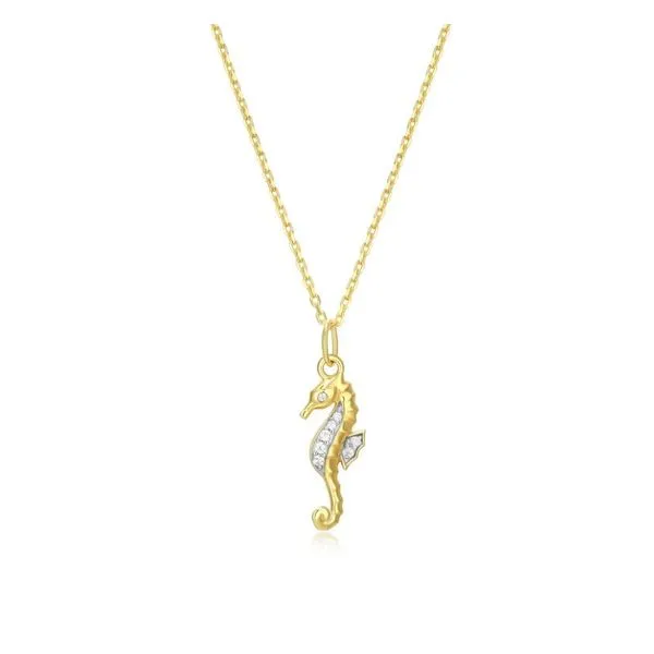 Gold Plated Sea Horse Lab Grown Diamond Pendant Victoria Jewellers REGINA, SK