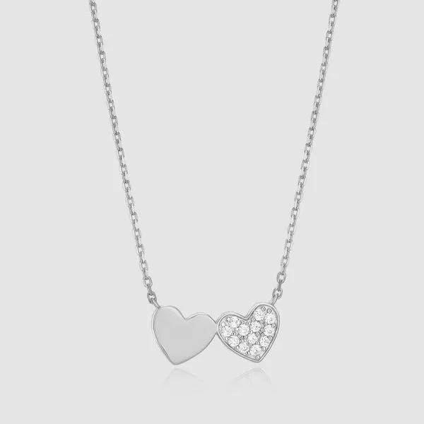 Sterling Silver Double Heart Lab Grown Diamond Necklace Victoria Jewellers REGINA, SK