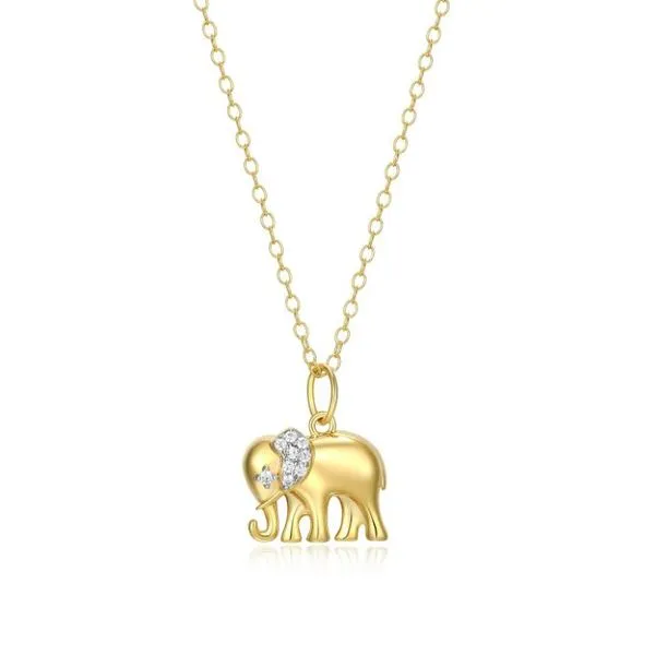 Gold Plated Silver Lab Grown Diamond Elephant Pendant Victoria Jewellers REGINA, SK