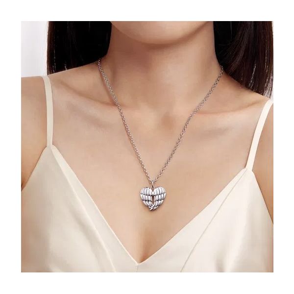Silver Heart Angel Wing Necklace Image 2 Victoria Jewellers REGINA, SK