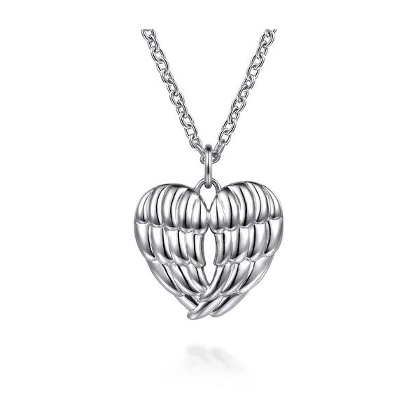 Silver Heart Angel Wing Necklace Victoria Jewellers REGINA, SK