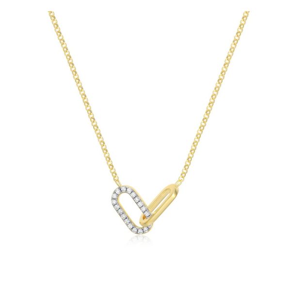 Gold Plated Sterling Silver Paperclip Lab Grown Diamond Necklace Victoria Jewellers REGINA, SK