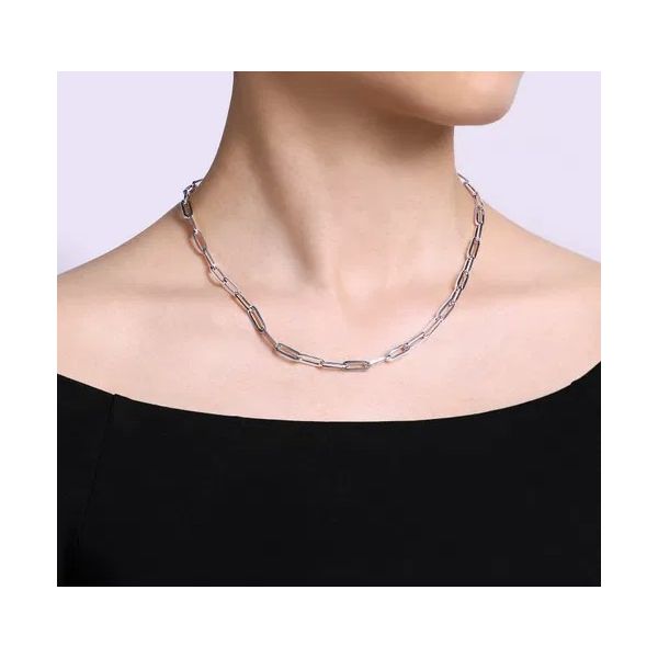 Gabriel & Co Silver Paperclip Necklace Image 2 Victoria Jewellers REGINA, SK