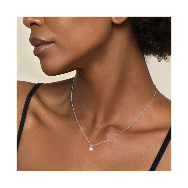 Silver Pearl & Diamond Pendant Image 2 Victoria Jewellers REGINA, SK