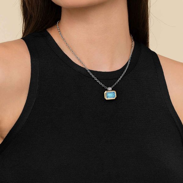 14Kt Gold and Sterling Silver Swiss Blue Topaz Necklace Image 4 Victoria Jewellers REGINA, SK