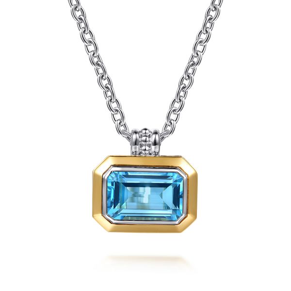 14Kt Gold and Sterling Silver Swiss Blue Topaz Necklace Victoria Jewellers REGINA, SK