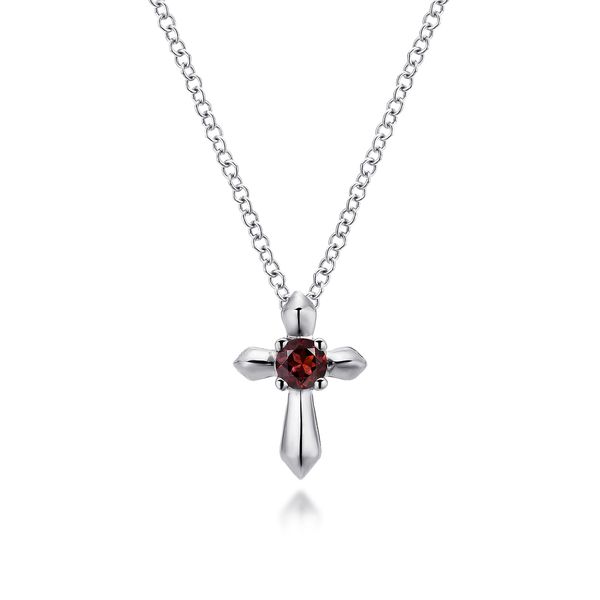 Silver Garnet Cross Pendant Victoria Jewellers REGINA, SK