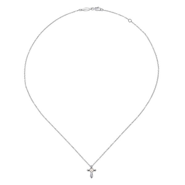 Silver Pearl Cross Pendant Image 2 Victoria Jewellers REGINA, SK