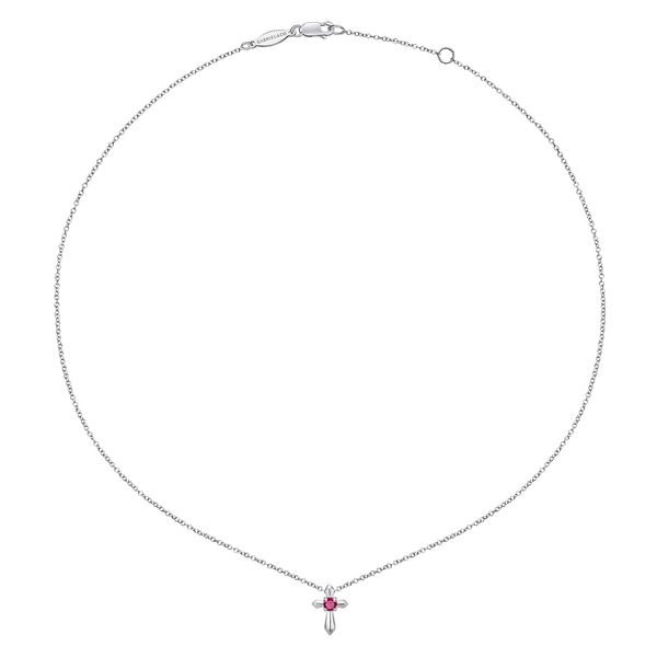 Silver Ruby Cross Pendant Image 2 Victoria Jewellers REGINA, SK