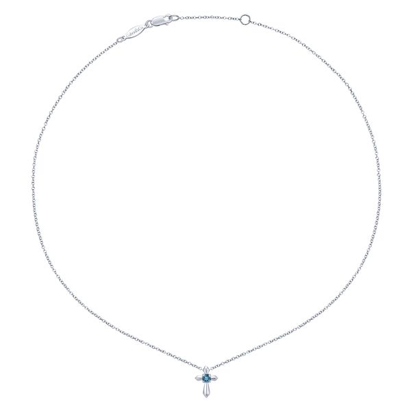 Silver Blue Topaz Cross Pendant Image 2 Victoria Jewellers REGINA, SK