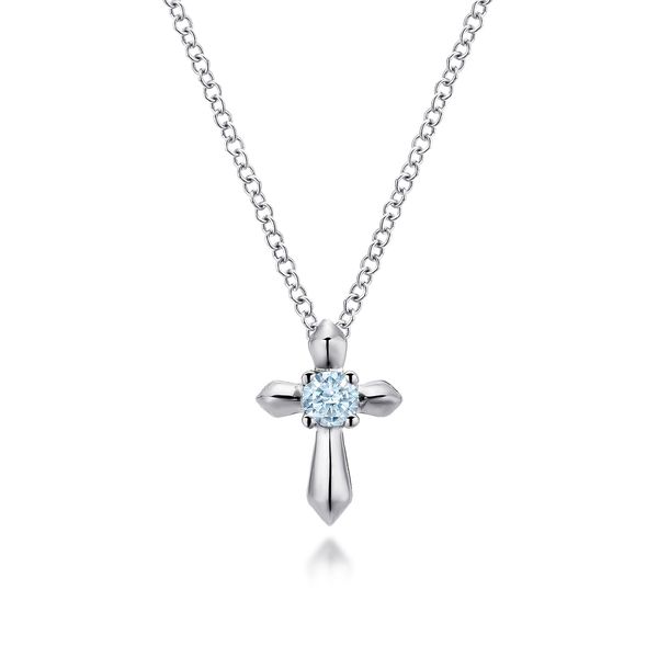 Silver Blue Topaz Cross Pendant Victoria Jewellers REGINA, SK