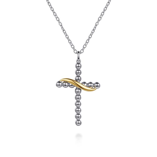 14Kt Yellow Gold and Silver Cross Pendant Victoria Jewellers REGINA, SK