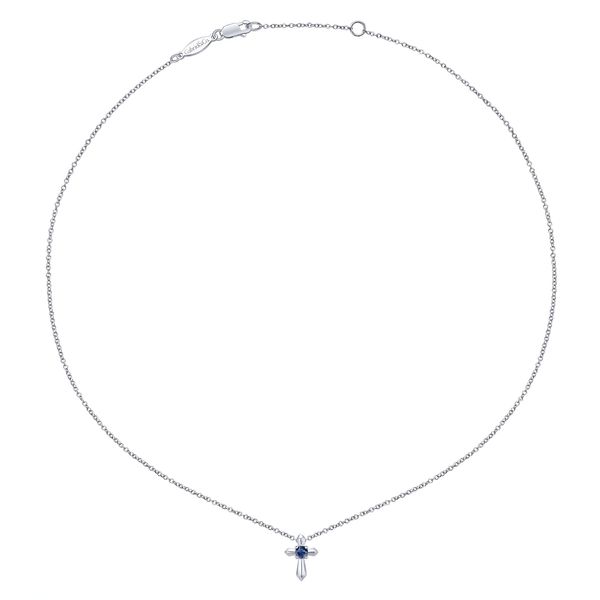 Silver Sapphire Cross Pendant Image 2 Victoria Jewellers REGINA, SK