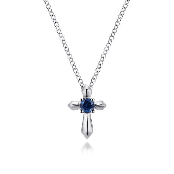 Silver Sapphire Cross Pendant Victoria Jewellers REGINA, SK