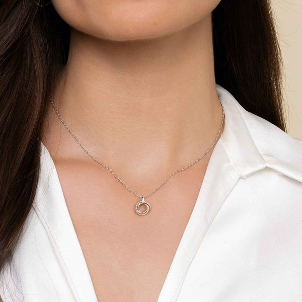 14Kt Yellow Gold and Silver Interlocking Circle Pendant Image 4 Victoria Jewellers REGINA, SK