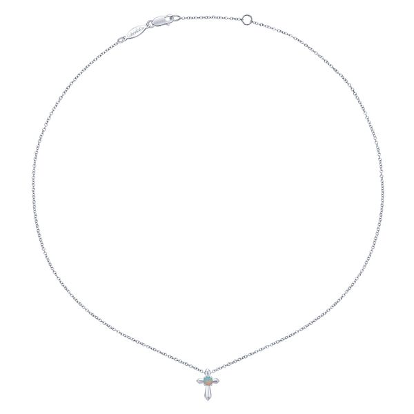 Silver Opal Cross Pendant Image 2 Victoria Jewellers REGINA, SK