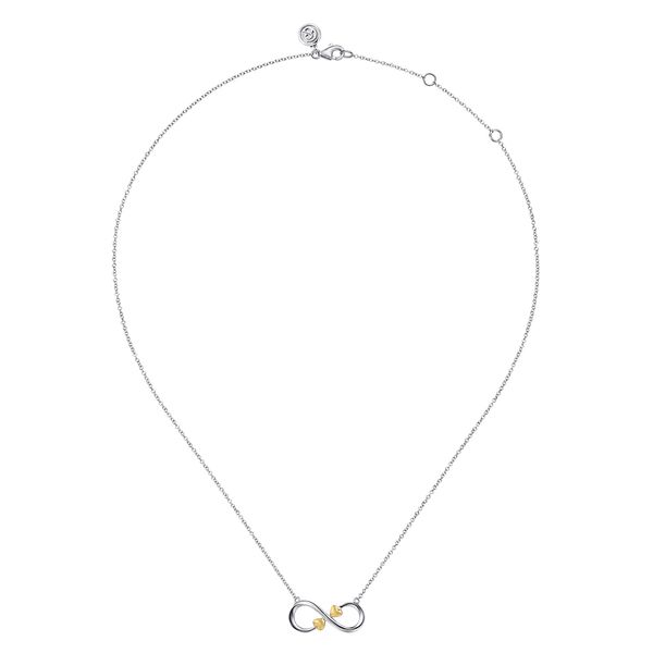 14Kt Yellow Gold and Sterling Silver Heart Infintiy Necklace Image 2 Victoria Jewellers REGINA, SK