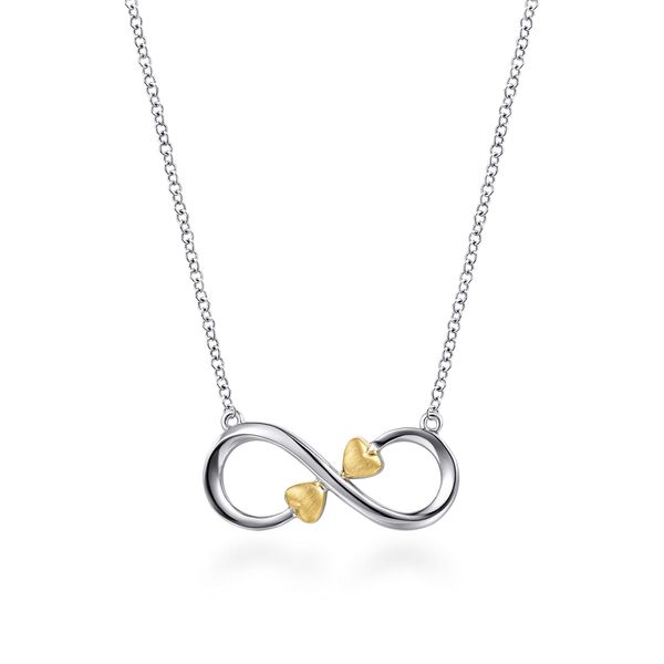 14Kt Yellow Gold and Sterling Silver Heart Infintiy Necklace Victoria Jewellers REGINA, SK
