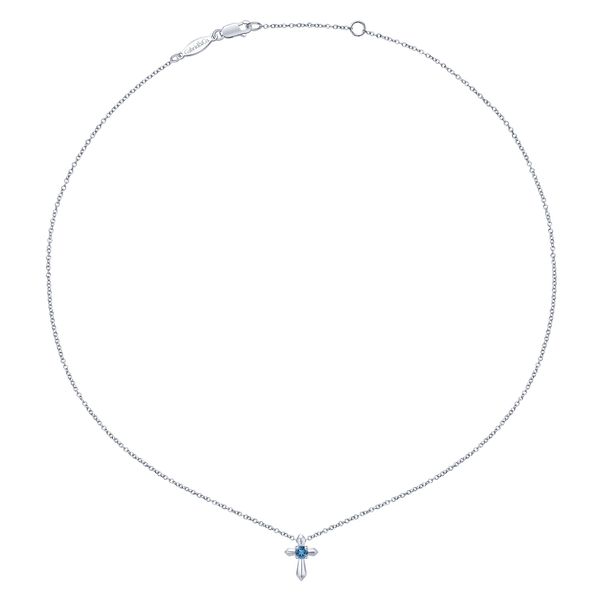 Silver Blue Topaz Cross Pendant Image 2 Victoria Jewellers REGINA, SK