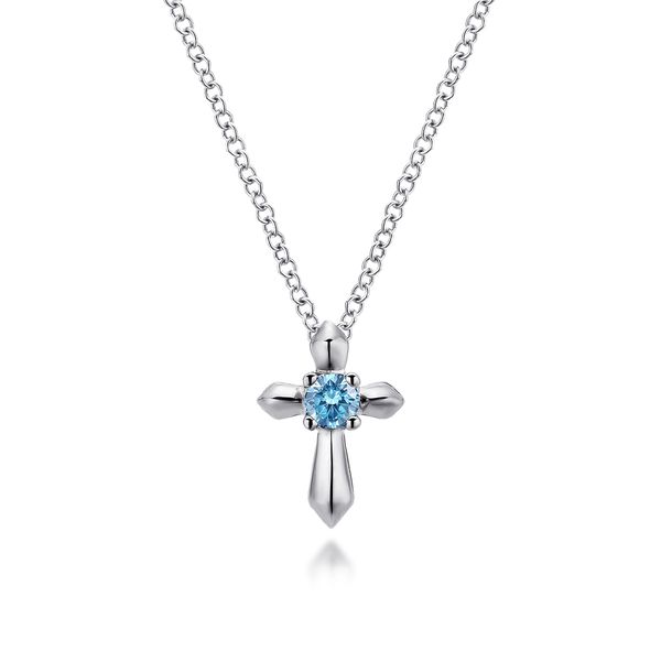 Silver Blue Topaz Cross Pendant Victoria Jewellers REGINA, SK