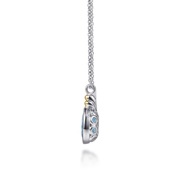 14Kt Yellow Gold and Silver Blue Topaz Pendant Image 2 Victoria Jewellers REGINA, SK