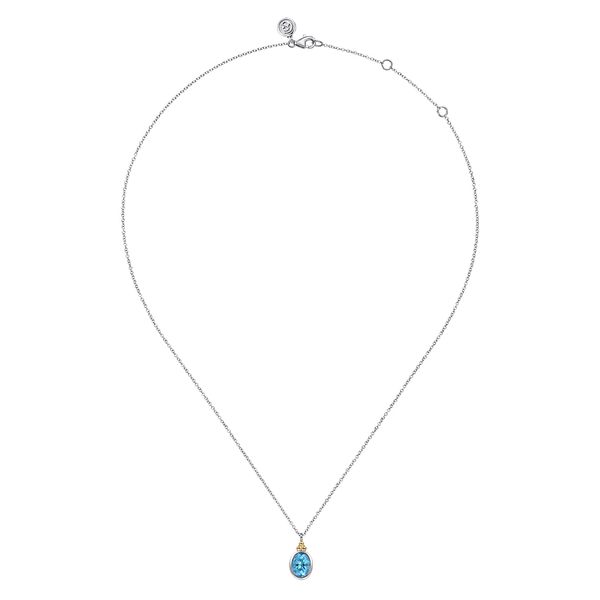 14Kt Yellow Gold and Silver Blue Topaz Pendant Image 3 Victoria Jewellers REGINA, SK