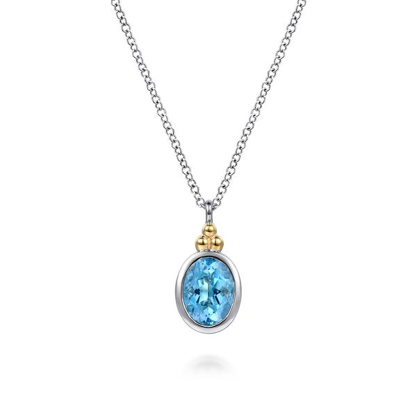 14Kt Yellow Gold and Silver Blue Topaz Pendant Victoria Jewellers REGINA, SK