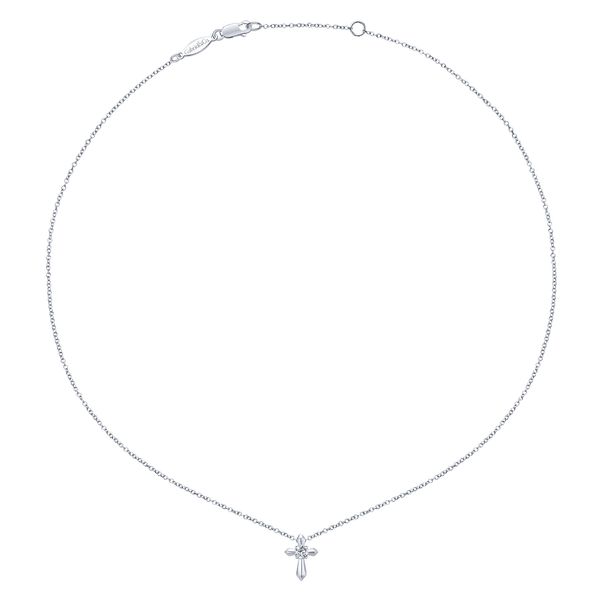 Silver Cubic Zirconia Cross Necklace Image 2 Victoria Jewellers REGINA, SK
