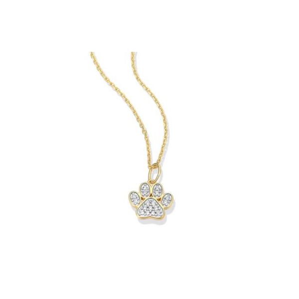 Gold Plated Sterling Silver Paw Print Lab Grown Pendant Image 2 Victoria Jewellers REGINA, SK