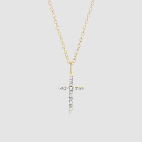 Gold Plated Sterling Silver Cross Lab Grown Diamond Pendant Victoria Jewellers REGINA, SK