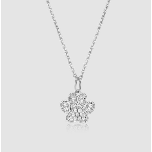 Sterling Silver Paw Print Lab Grown Diamond Pendant Victoria Jewellers REGINA, SK