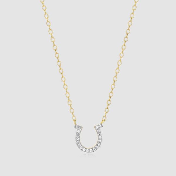 Gold Plated Sterling Silver Horseshoe Lab Grown Diamond Necklace Victoria Jewellers REGINA, SK
