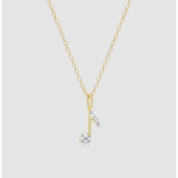 Gold Plated Sterling Silver Music Note Lab Grown Diamond Pendant Victoria Jewellers REGINA, SK